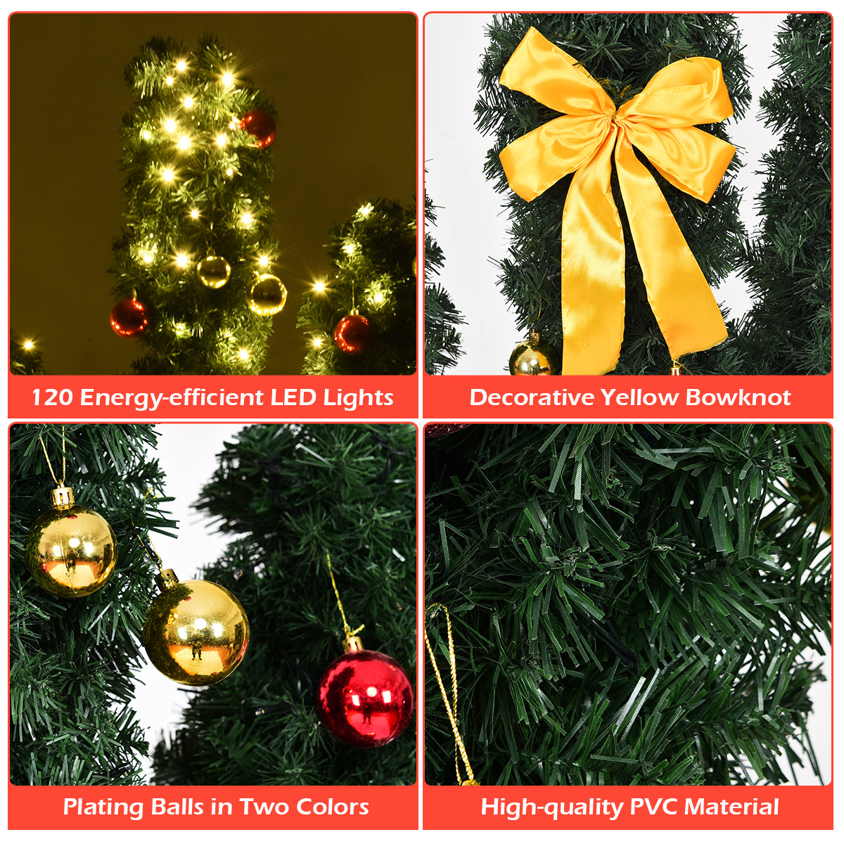 6 ft Artificial Cactus PVC Christmas Tree, LED Lights, Ball Ornaments, Green Christmas Tree at Gallery Canada