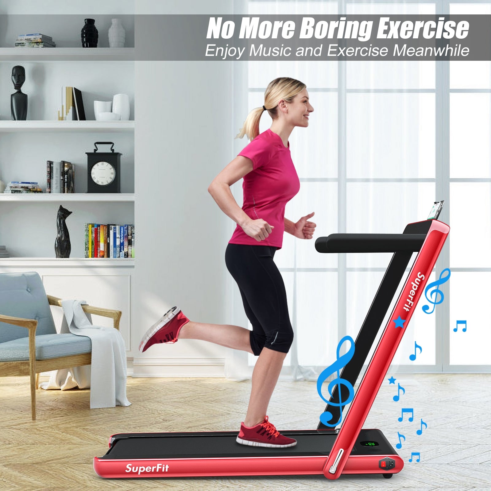 2.25HP 2 In 1 Folding Treadmill, Red Treadmills at Gallery Canada
