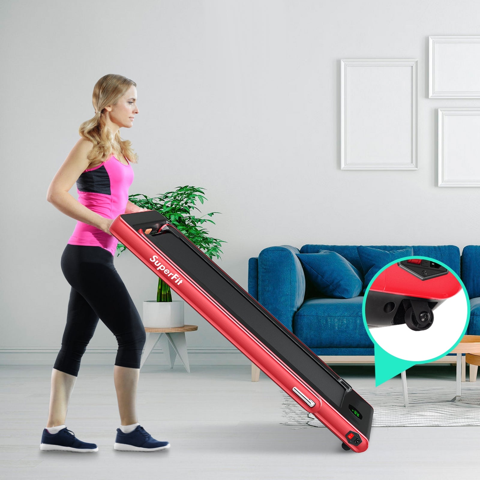 2.25HP 2 In 1 Folding Treadmill, Red Treadmills at Gallery Canada