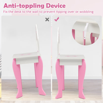 2-in-1 Toddler Vanity Set with Detachable Top and Cute Flower Patterns, White Kids Vanities at Gallery Canada
