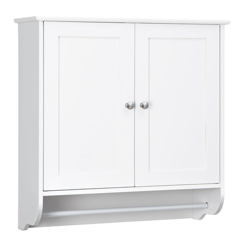 Wall Mounted Bathroom Medicine Cabinet With Towel Bar, White