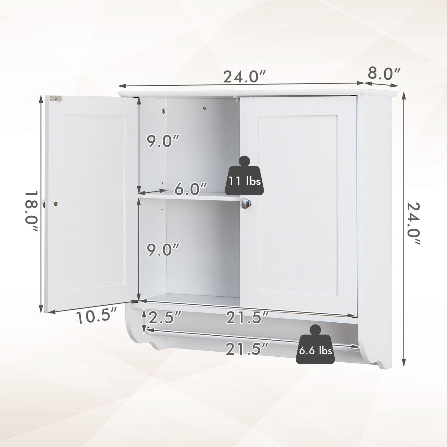 Wall Mounted Bathroom Medicine Cabinet With Towel Bar, White Wall Cabinets at Gallery Canada