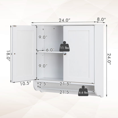 Wall Mounted Bathroom Medicine Cabinet With Towel Bar, White Wall Cabinets at Gallery Canada