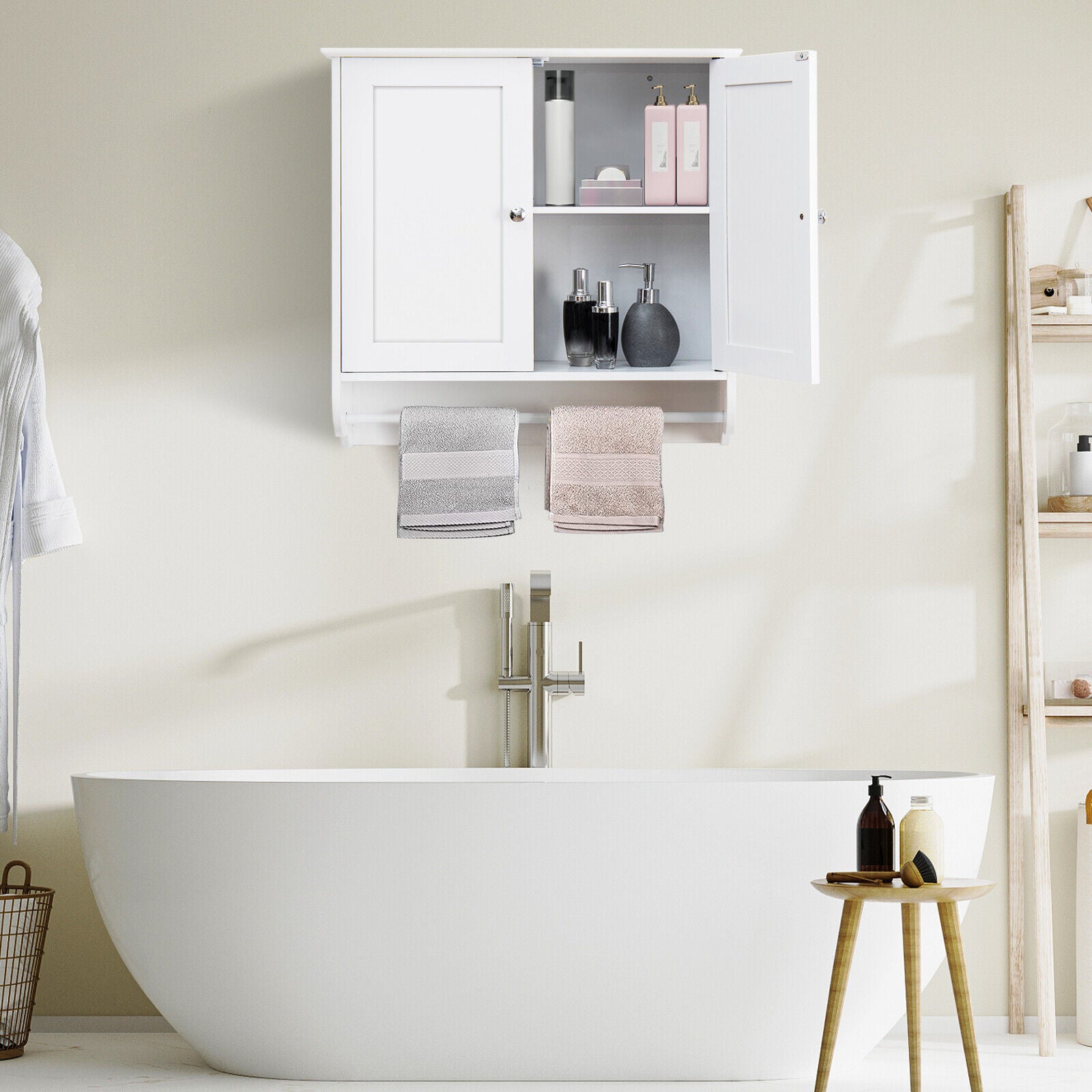 Wall Mounted Bathroom Medicine Cabinet With Towel Bar, White Wall Cabinets at Gallery Canada