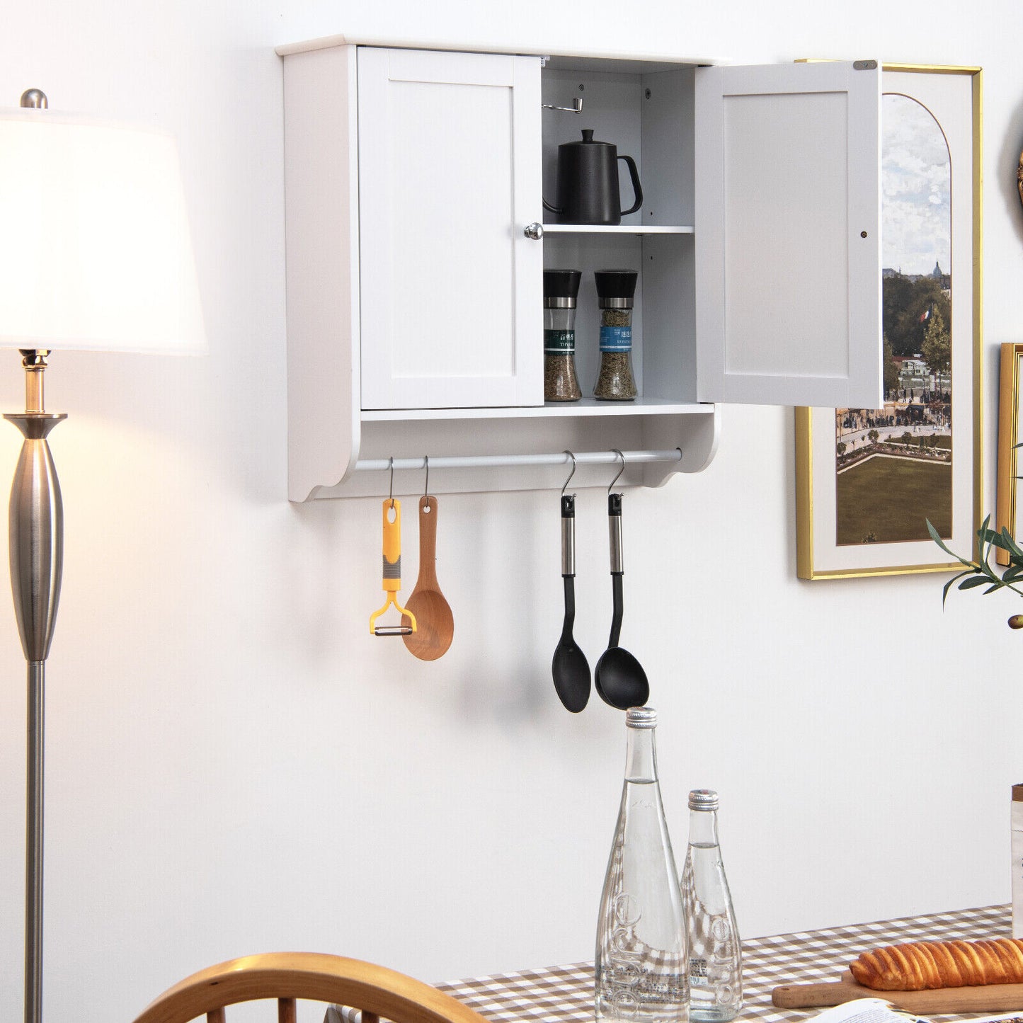 Wall Mounted Bathroom Medicine Cabinet With Towel Bar, White Wall Cabinets at Gallery Canada