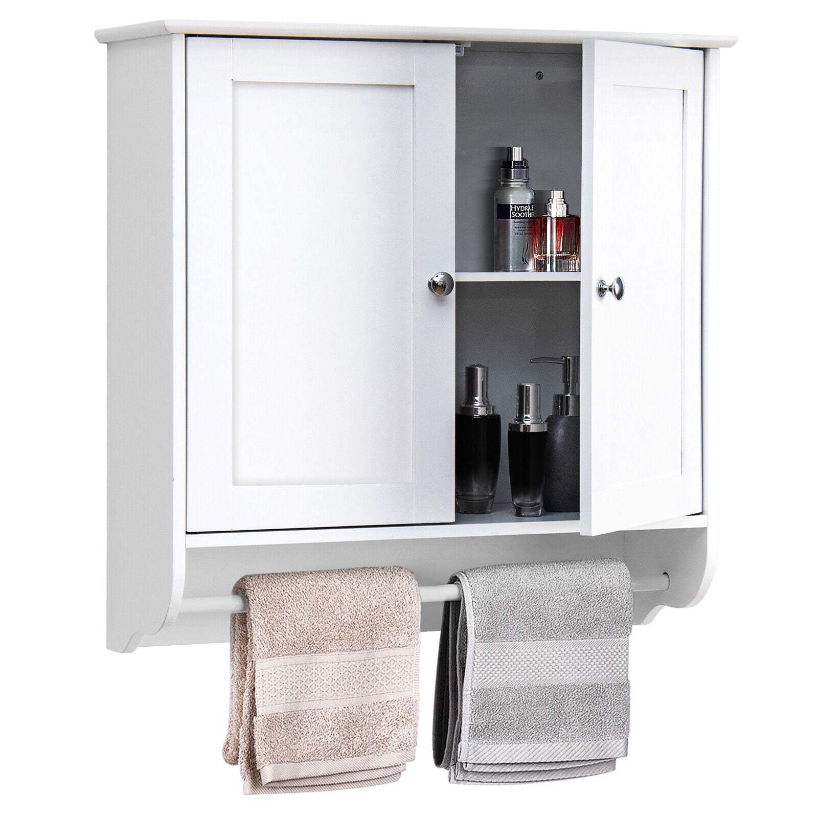 Wall Mounted Bathroom Medicine Cabinet With Towel Bar, White Wall Cabinets at Gallery Canada