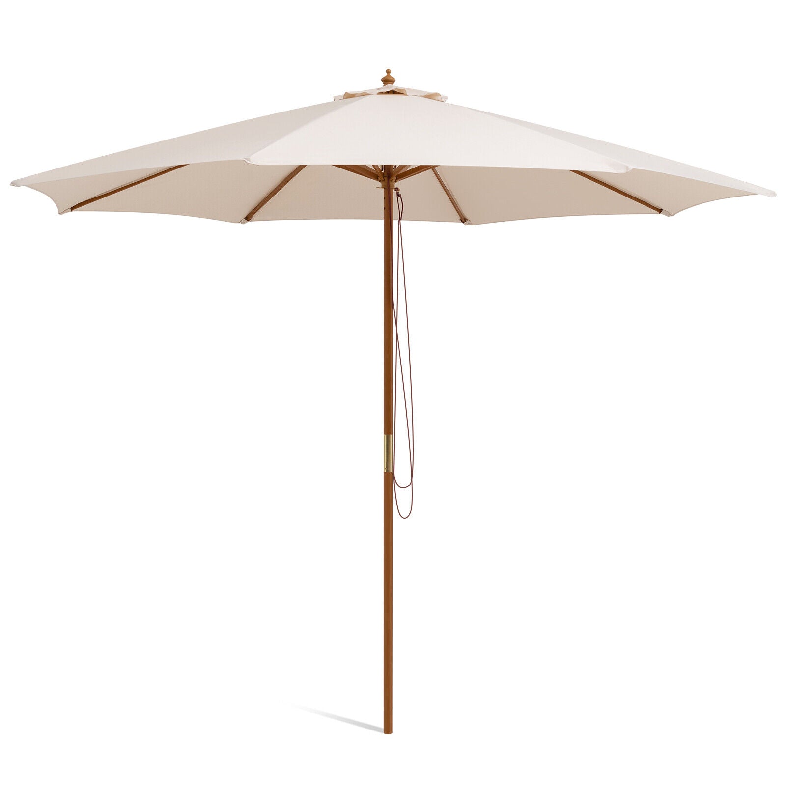 Adjustable 10 Feet Wooden Outdoor Umbrella, Beige Outdoor Umbrellas at Gallery Canada