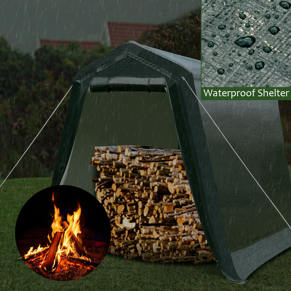 Outdoor Carport Shed, Sidewalls, Waterproof Ripstop Cover, 6 x 8 ft Carports at Gallery Canada