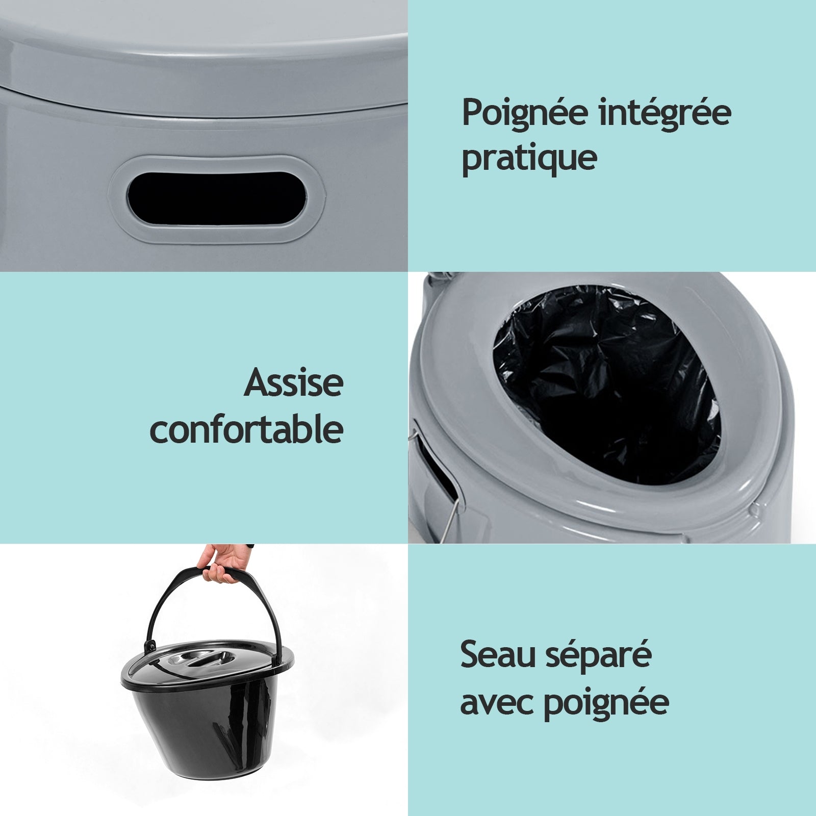 5L Portable Travel Toilet With Paper Holder, Gray Portable Toilets & Showers at Gallery Canada