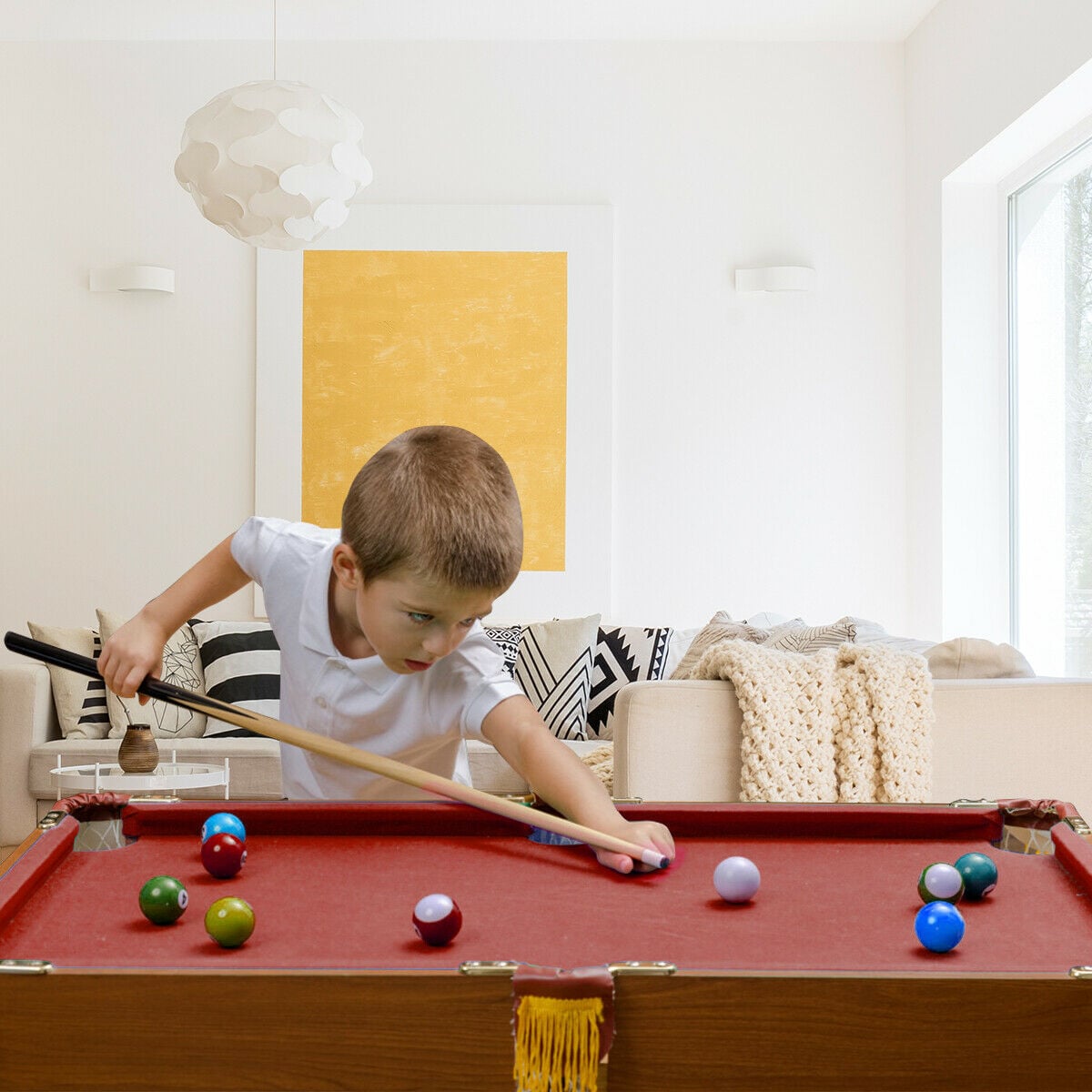 48 Inch Mini Table Top Pool Table, Billiard Set, Red Game Room at Gallery Canada