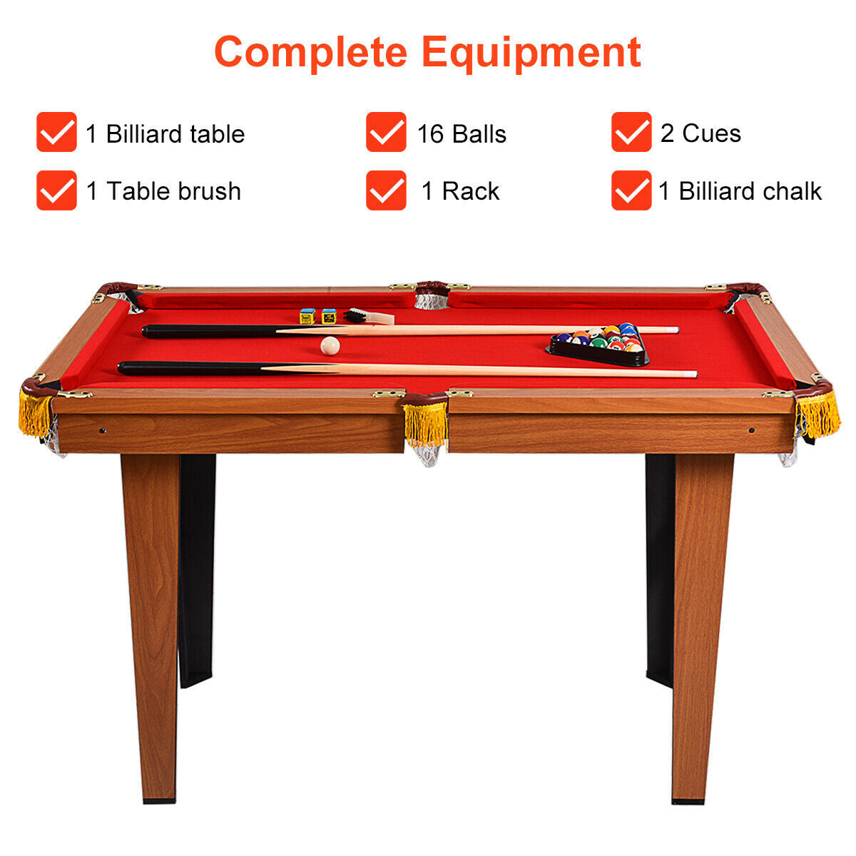 48 Inch Mini Table Top Pool Table, Billiard Set, Red Game Room at Gallery Canada