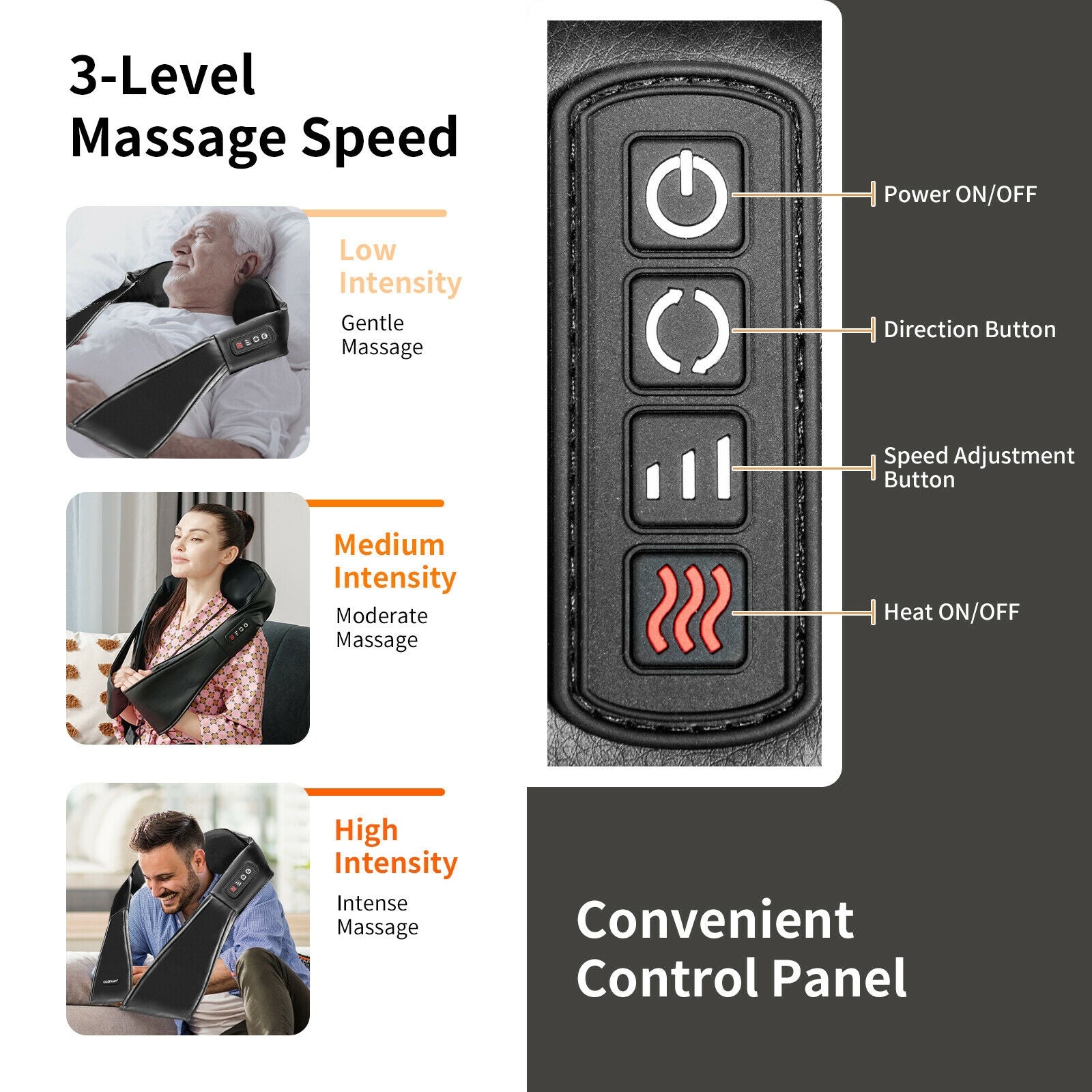 Shiatsu Neck Massager, Heat, Deep Tissue 3D-Kneading, Black Back Massager at Gallery Canada