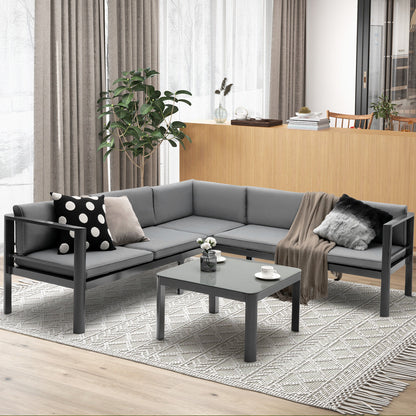 3-Piece Aluminum Patio Set, 6-Level Adjustable Backrest, Gray Outdoor Sectionals at Gallery Canada