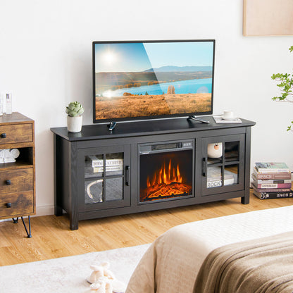 58 Inch Fireplace TV Stand, Remote, Fits 65 Inch TV, Black Entertainment Centers & TV Stands at Gallery Canada
