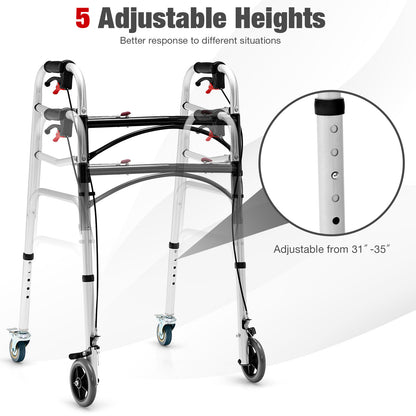 Height Adjustable Aluminum Walker, Rolling Wheels, Brakes, Silver Walkers & Rollators at Gallery Canada