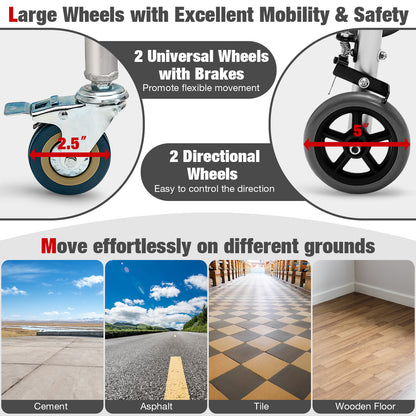 Height Adjustable Aluminum Walker, Rolling Wheels, Brakes, Silver Walkers & Rollators at Gallery Canada