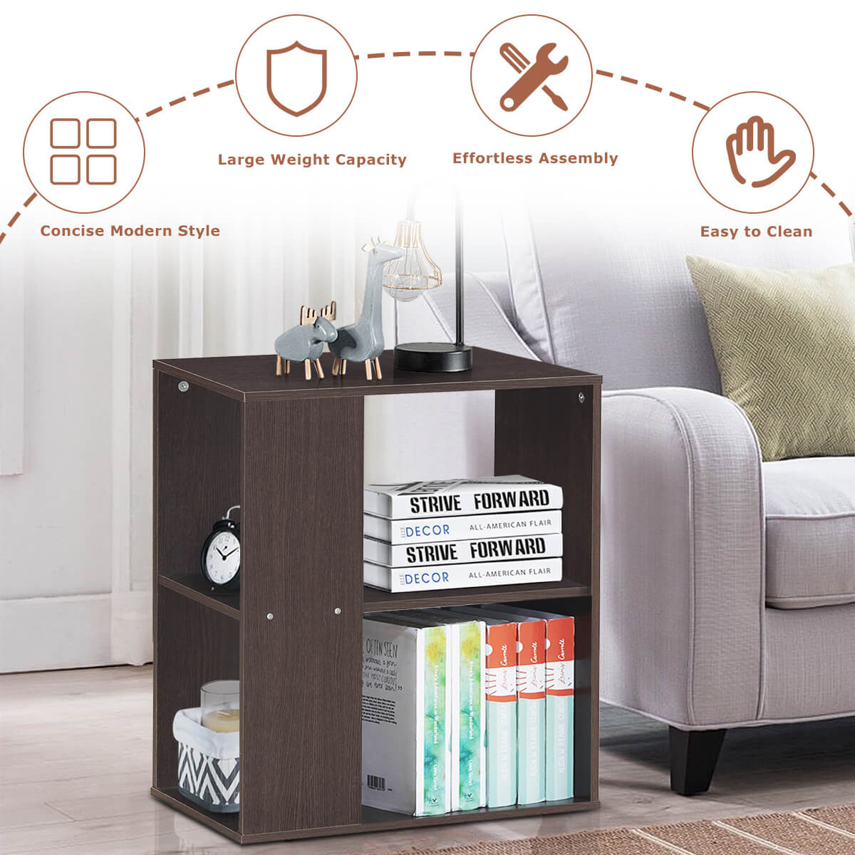 3-Tier Side Table With Storage Shelves, Brown End & Side Tables at Gallery Canada