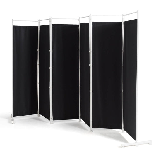 6-Panel Folding Privacy Screen, Black Room Dividers Black at Gallery Canada
