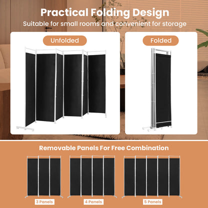 6-Panel Folding Privacy Screen, Black Room Dividers at Gallery Canada