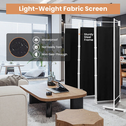 6-Panel Folding Privacy Screen, Black Room Dividers at Gallery Canada