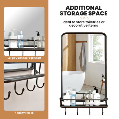 Wall Mirror With Shelf, Metal Frame, Black Wall Mirrors at Gallery Canada