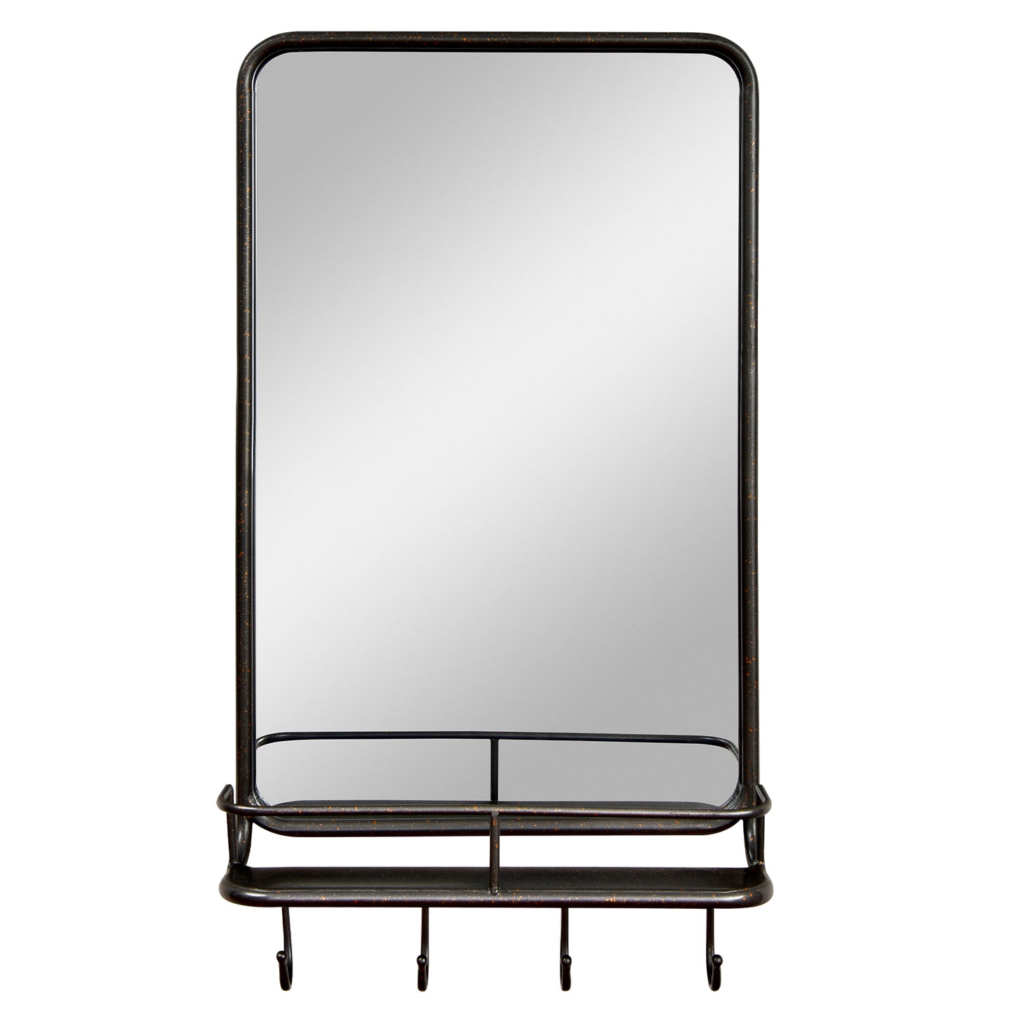 Wall Mirror With Shelf, Metal Frame, Black Wall Mirrors Black at Gallery Canada