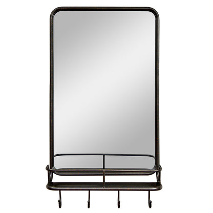 Wall Mirror With Shelf, Metal Frame, Black Wall Mirrors Black at Gallery Canada