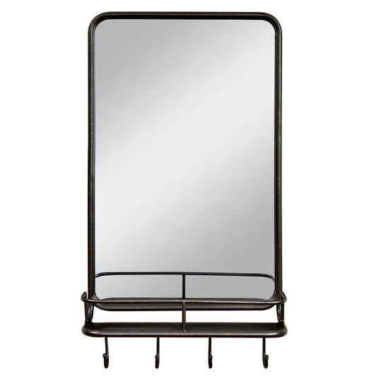 Wall Mirror With Shelf, Metal Frame, Black Wall Mirrors Black at Gallery Canada