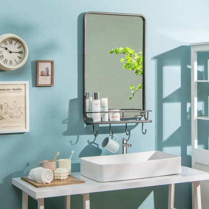 Wall Mirror With Shelf, Metal Frame, Black Wall Mirrors at Gallery Canada