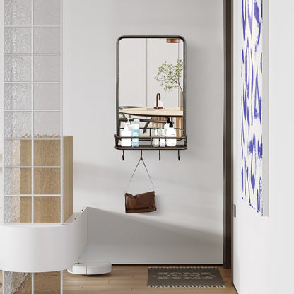 Wall Mirror With Shelf, Metal Frame, Black Wall Mirrors at Gallery Canada