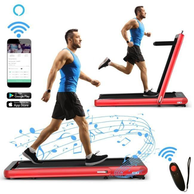 4.75HP 2 In 1 Folding Treadmill, Remote APP Control, Red Treadmills at Gallery Canada