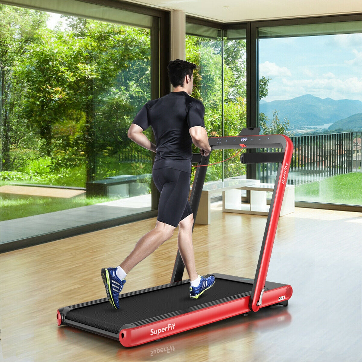 4.75HP 2 In 1 Folding Treadmill, Remote APP Control, Red Treadmills at Gallery Canada
