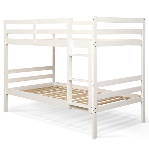 Twin Bunk Bed, Solid Hardwood, White