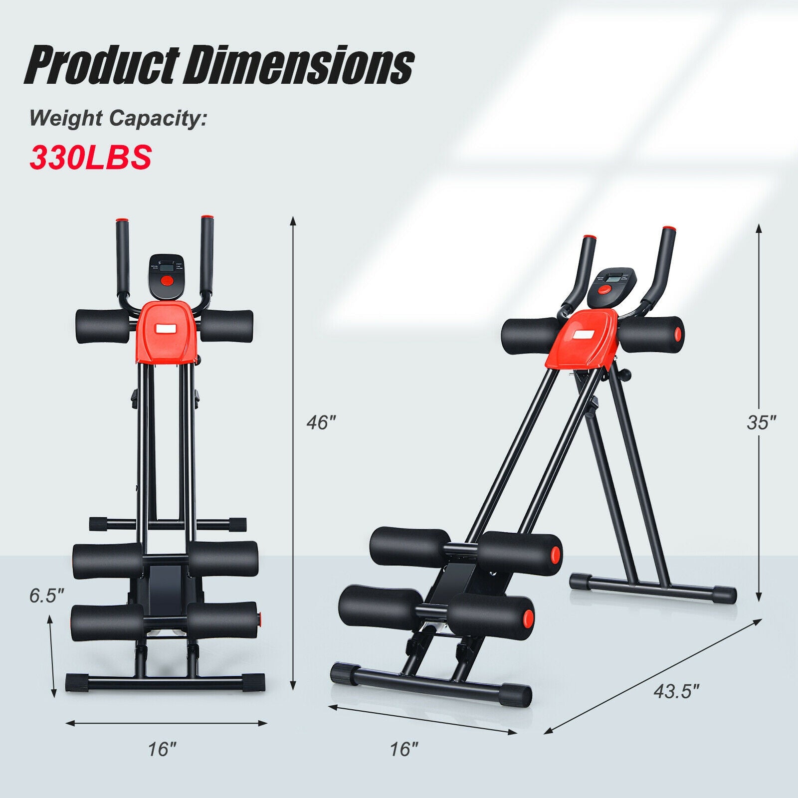 Foldable Adjustable Ab Trainer, 3 Resistance Levels, LCD Display, Black Benches Racks & Bars at Gallery Canada