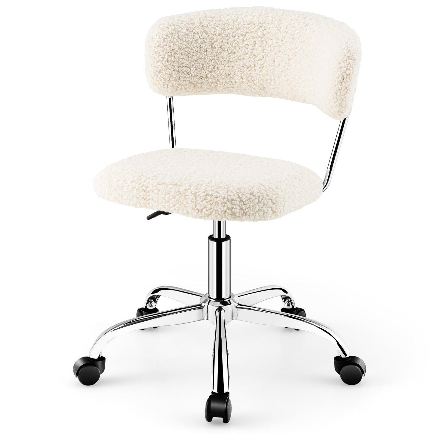 Adjustable Computer Desk Chair, Swivel Office Vanity Chair, White Armless Chairs at Gallery Canada