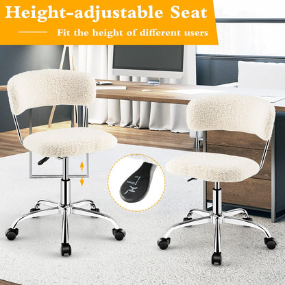 Adjustable Computer Desk Chair, Swivel Office Vanity Chair, White Armless Chairs at Gallery Canada