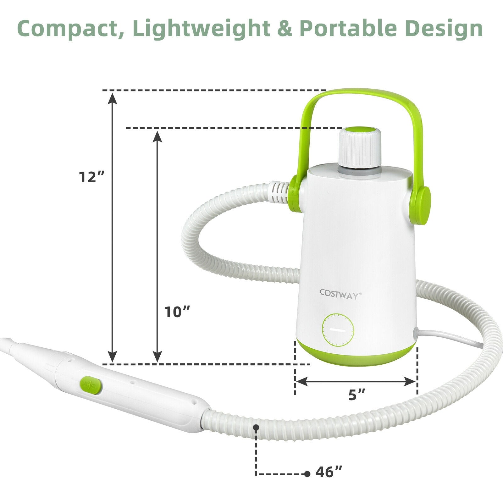 1000W Portable Hand-Held Steam Cleaner, 10 Accessories, Green Vacuums & Cleaners at Gallery Canada