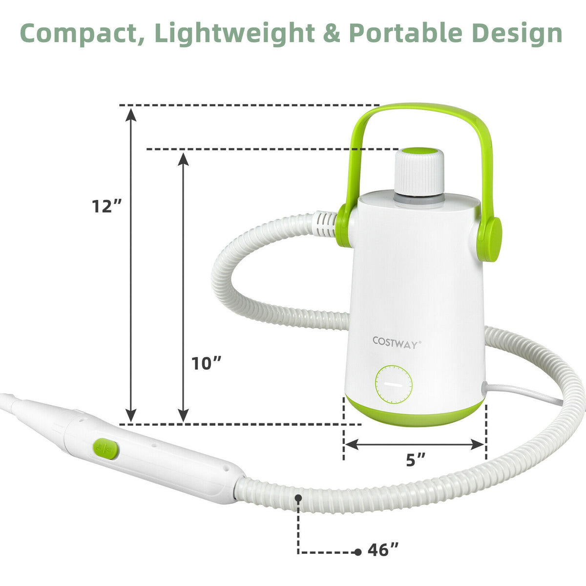 1000W Portable Hand-Held Steam Cleaner, 10 Accessories, Green Vacuums & Cleaners at Gallery Canada