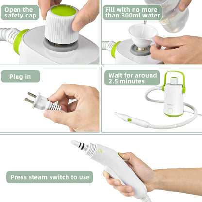 1000W Portable Hand-Held Steam Cleaner, 10 Accessories, Green Vacuums & Cleaners at Gallery Canada