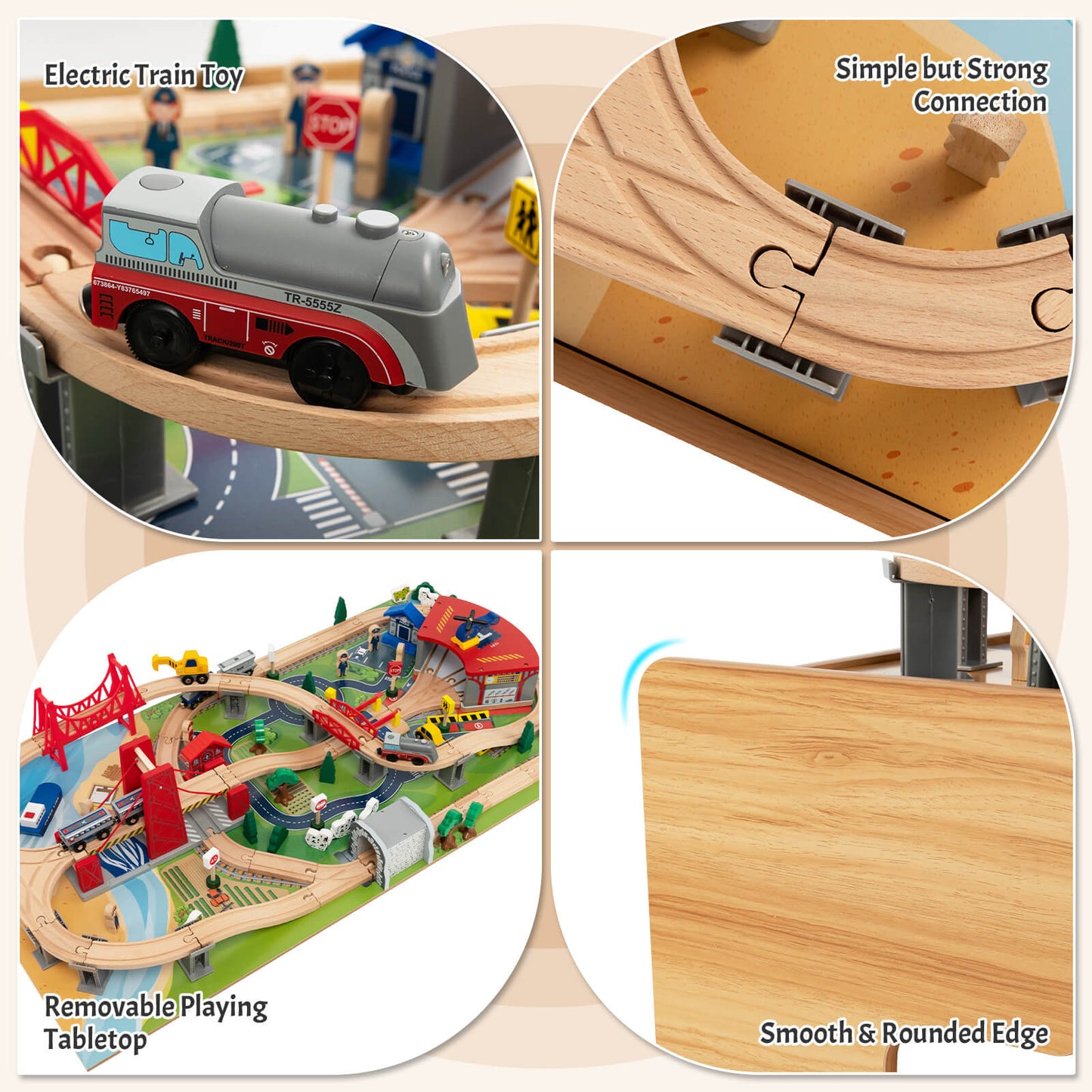 100-Piece Wooden Train Set Table With Storage Drawer, Natural Learning Toys at Gallery Canada