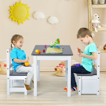 Kids Wooden Activity Table And Chairs Set, 4 Pieces, Gray Kids Table & Chair Sets at Gallery Canada