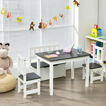 Kids Wooden Activity Table And Chairs Set, 4 Pieces, Gray Kids Table & Chair Sets at Gallery Canada