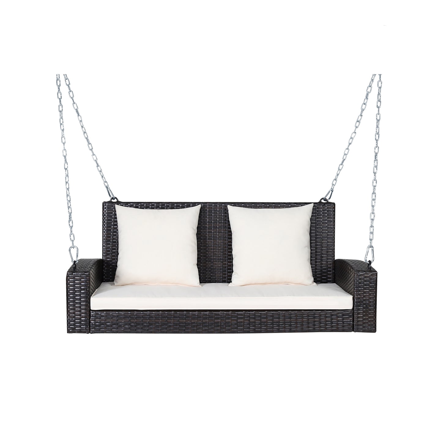 2-Person Patio Rattan Swing With Cushions, White Porch Swings at Gallery Canada
