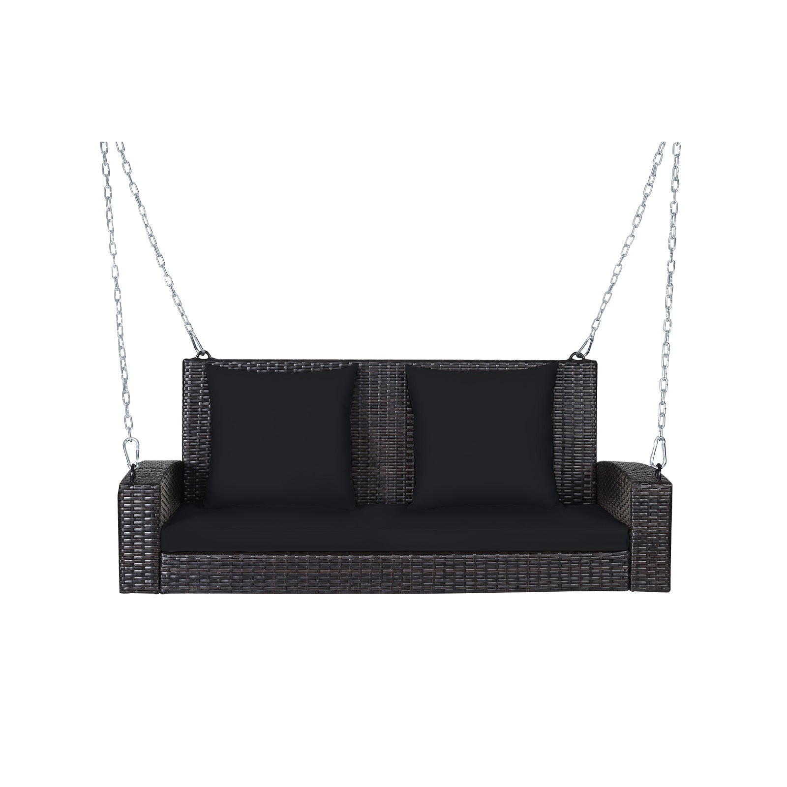 2-Person Patio Rattan Swing With Cushions, Black Porch Swings Black at Gallery Canada