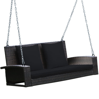 2-Person Patio Rattan Swing With Cushions, Black Porch Swings at Gallery Canada