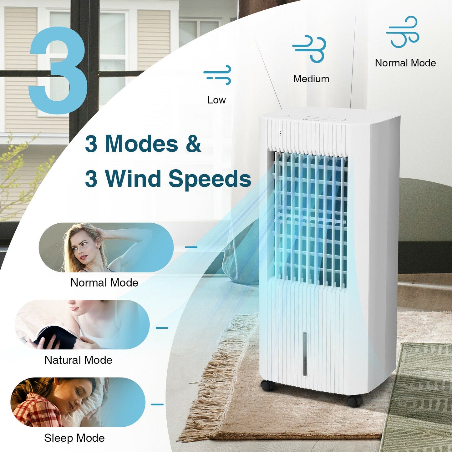 3-In-1 Evaporative Air Cooler, 3 Modes, White Air Coolers at Gallery Canada