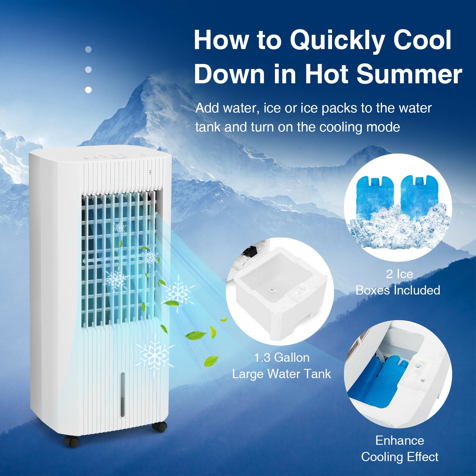 3-In-1 Evaporative Air Cooler, 3 Modes, White Air Coolers at Gallery Canada