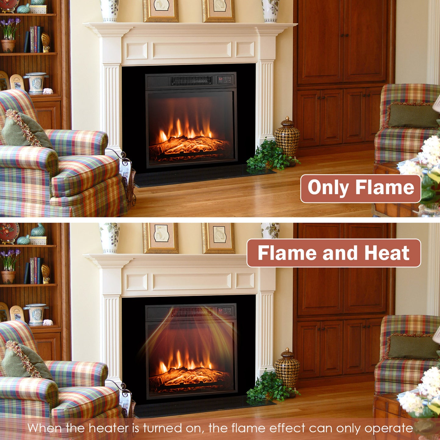 18 Inch Electric Fireplace Insert, Adjustable LED Flame Fireplaces at Gallery Canada