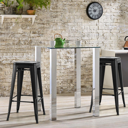 30 Inch Bar Stools Set of 4 with Square Seat and Handling Hole, Black Bar Stools at Gallery Canada