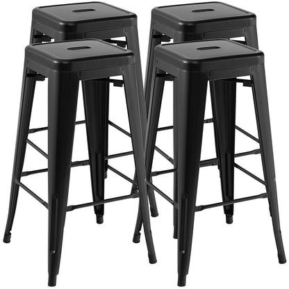 30 Inch Bar Stools Set of 4 with Square Seat and Handling Hole, Black Bar Stools at Gallery Canada